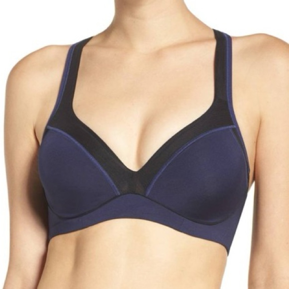 NATORI 752147 ZEN CONTOUR CONVERTIBLE SPORTS BRA NAVY/BLACK 38DD NWOT